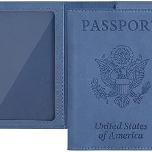 labato Passport Holder Women, Passport Wallet Travel Document Organizer, Waterproof Cruise Accessories Must Haves, Travel Essentials PU Leather Passport Cover for Women Men (Skyblue)